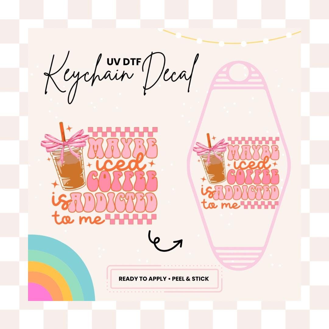 UV DTF Sticker For Retro Motel Keychain- Ready To Apply- No Heat Needed - Ready to Ship!