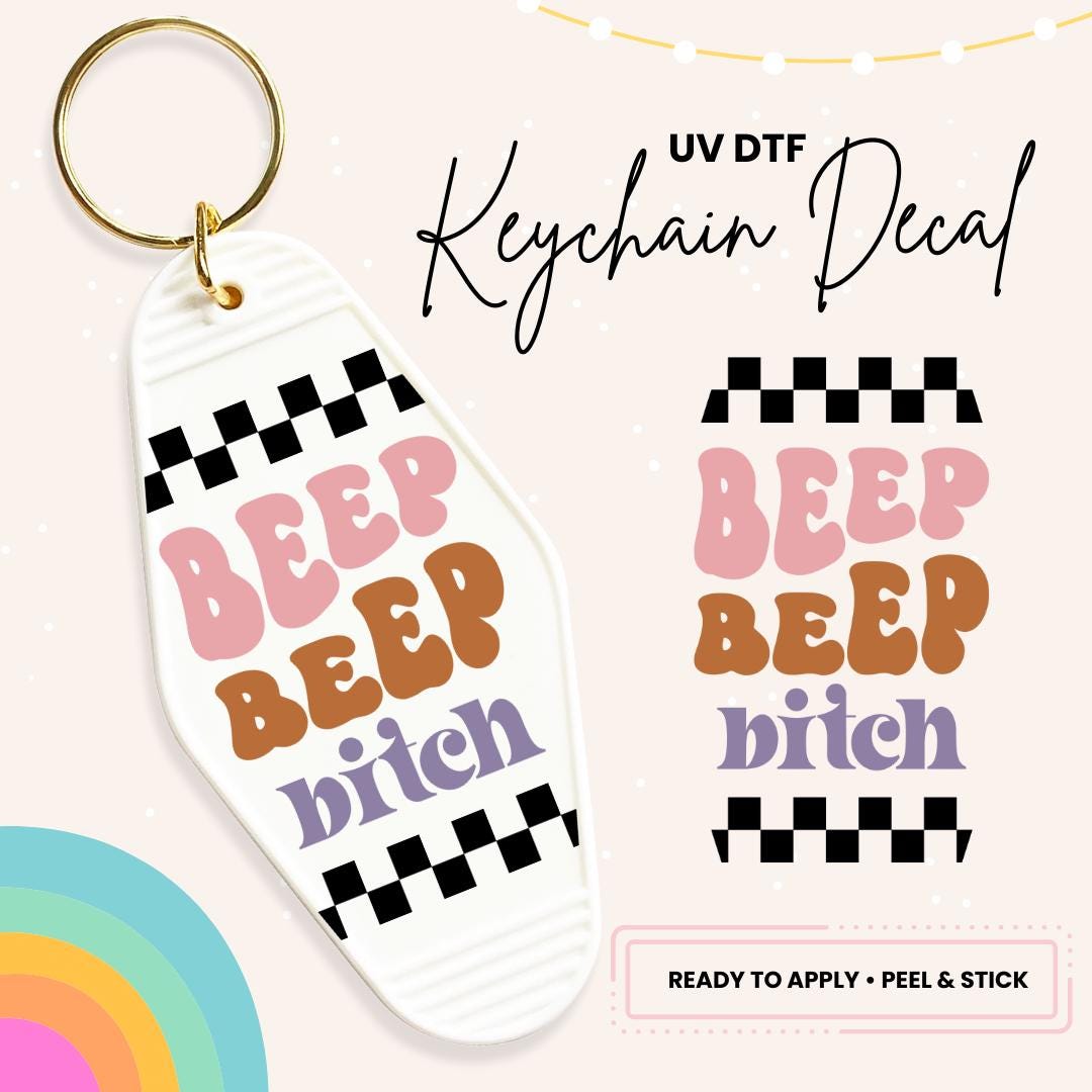 UV DTF Sticker For Retro Motel Keychain- Ready To Apply- No Heat Needed - Ready to Ship!