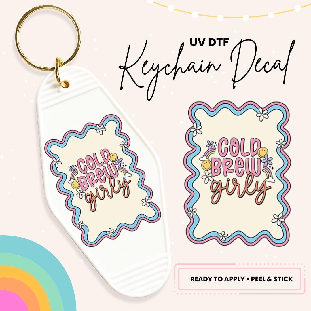 UV DTF Sticker For Retro Motel Keychain- Ready To Apply- No Heat Needed - Ready to Ship!