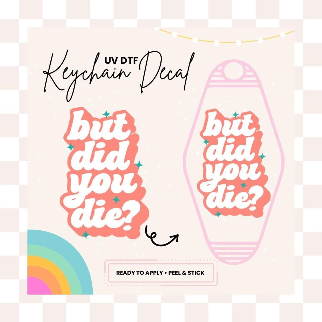 UV DTF Sticker For Retro Motel Keychain- Ready To Apply- No Heat Needed - Ready to Ship!