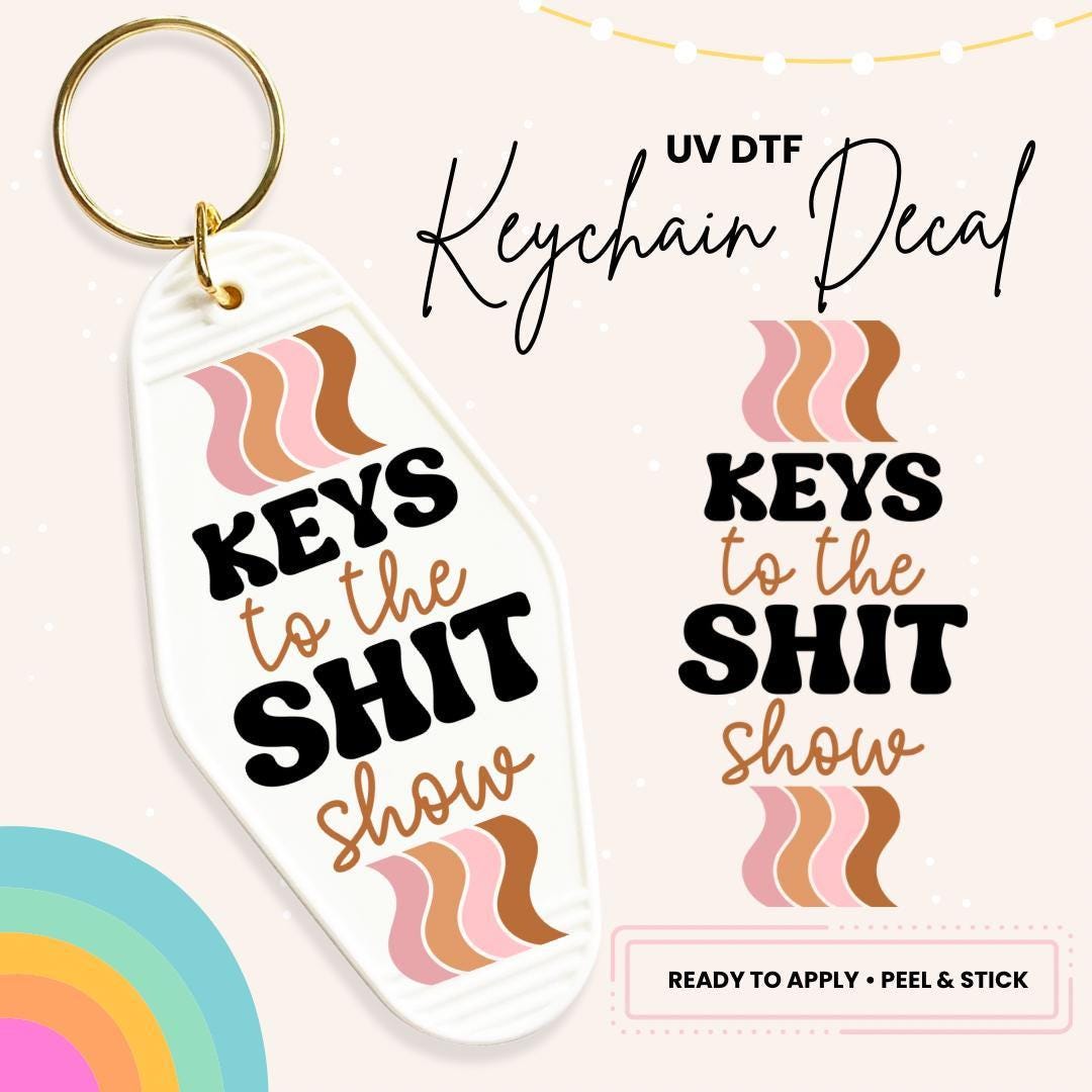 UV DTF Sticker For Retro Motel Keychain- Ready To Apply- No Heat Needed - Ready to Ship!