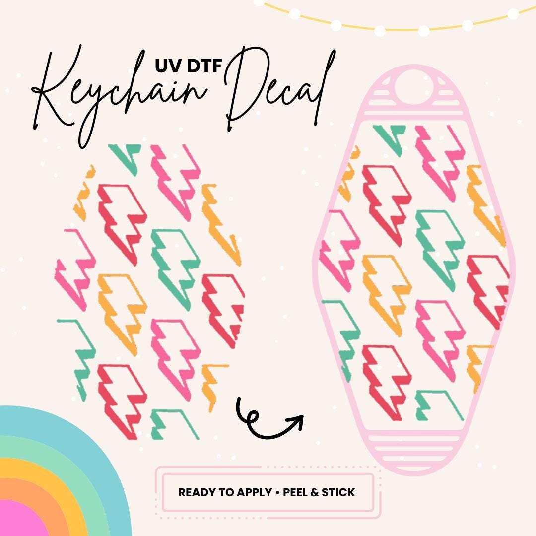 UV DTF Sticker For Retro Motel Keychain- Ready To Apply- No Heat Needed - Ready to Ship!