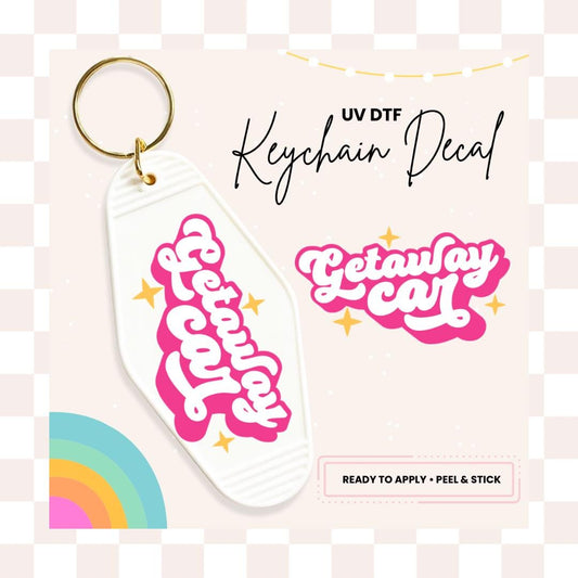 UV DTF Sticker For Retro Motel Keychain- Ready To Apply- No Heat Needed - Ready to Ship!