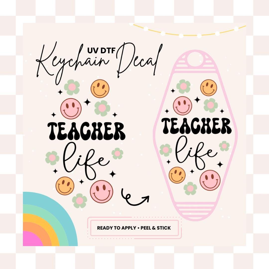 UV DTF Sticker For Retro Motel Keychain- Ready To Apply- No Heat Needed - Ready to Ship!