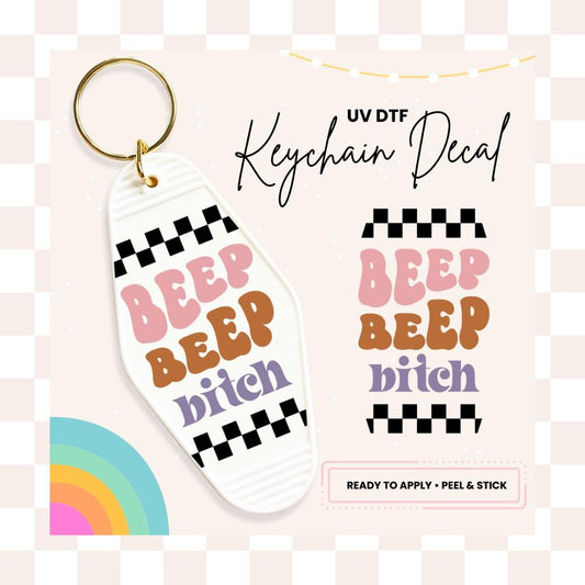 UV DTF Sticker For Retro Motel Keychain- Ready To Apply- No Heat Needed - Ready to Ship!