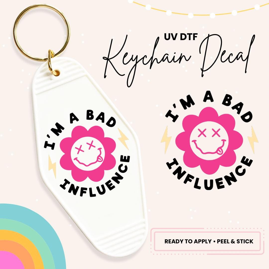 UV DTF Sticker For Retro Motel Keychain- Ready To Apply- No Heat Needed - Ready to Ship!