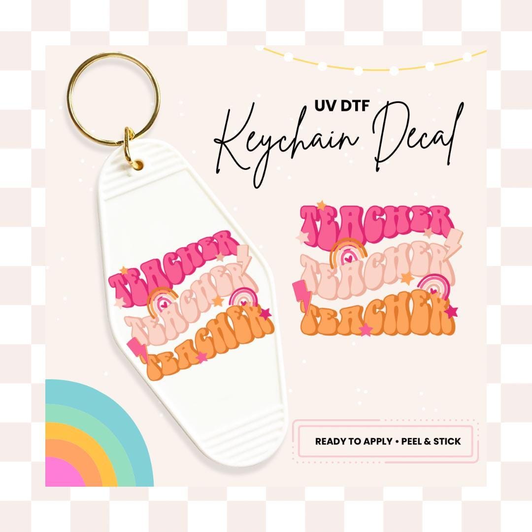 UV DTF Sticker For Retro Motel Keychain- Ready To Apply- No Heat Needed - Ready to Ship!