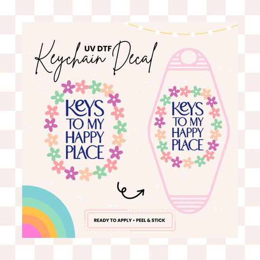 UV DTF Sticker For Retro Motel Keychain- Ready To Apply- No Heat Needed - Ready to Ship!
