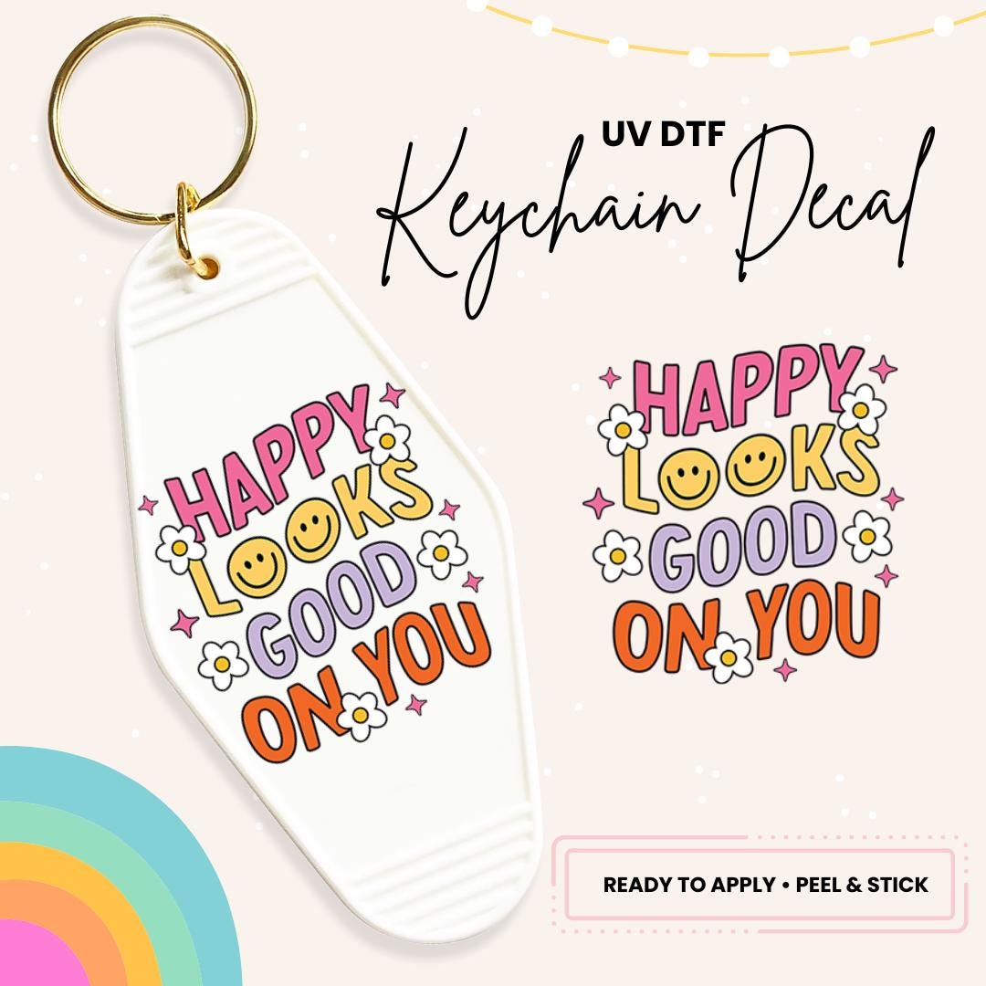 UV DTF Sticker For Retro Motel Keychain- Ready To Apply- No Heat Needed - Ready to Ship!