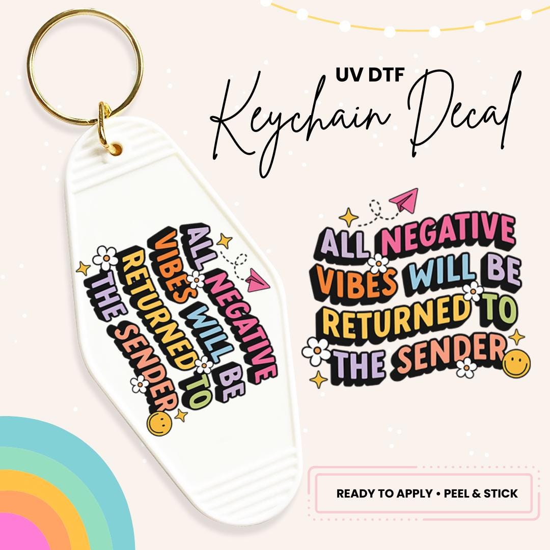 UV DTF Sticker For Retro Motel Keychain- Ready To Apply- No Heat Needed - Ready to Ship!