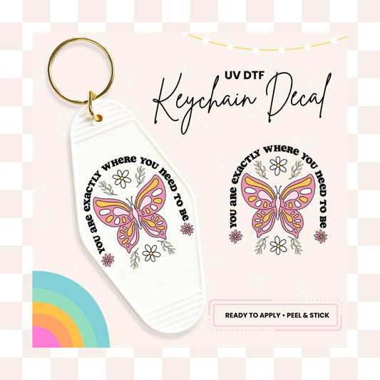 UV DTF Sticker For Retro Motel Keychain- Ready To Apply- No Heat Needed - Ready to Ship!