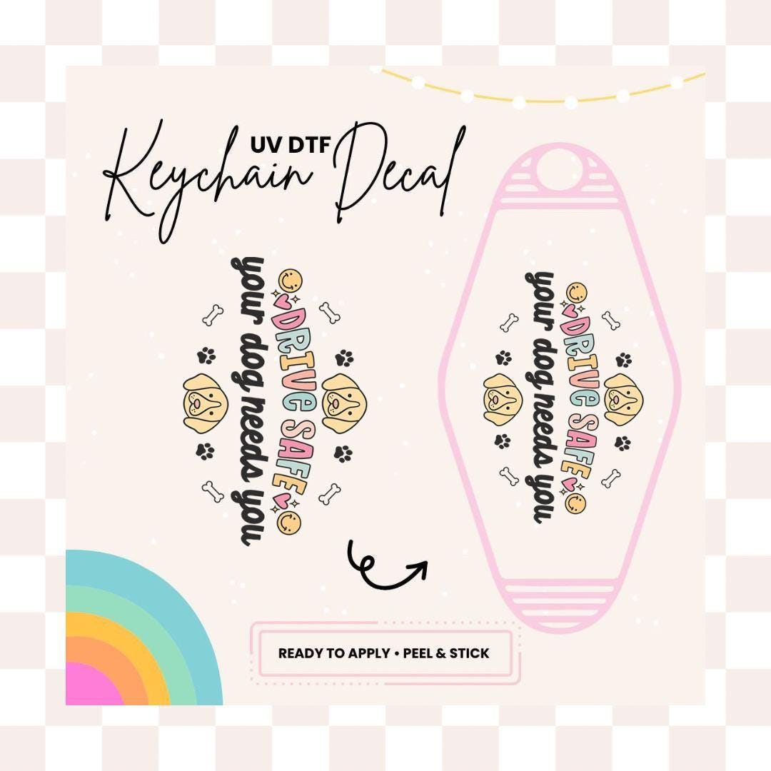 UV DTF Sticker For Retro Motel Keychain- Ready To Apply- No Heat Needed - Ready to Ship!