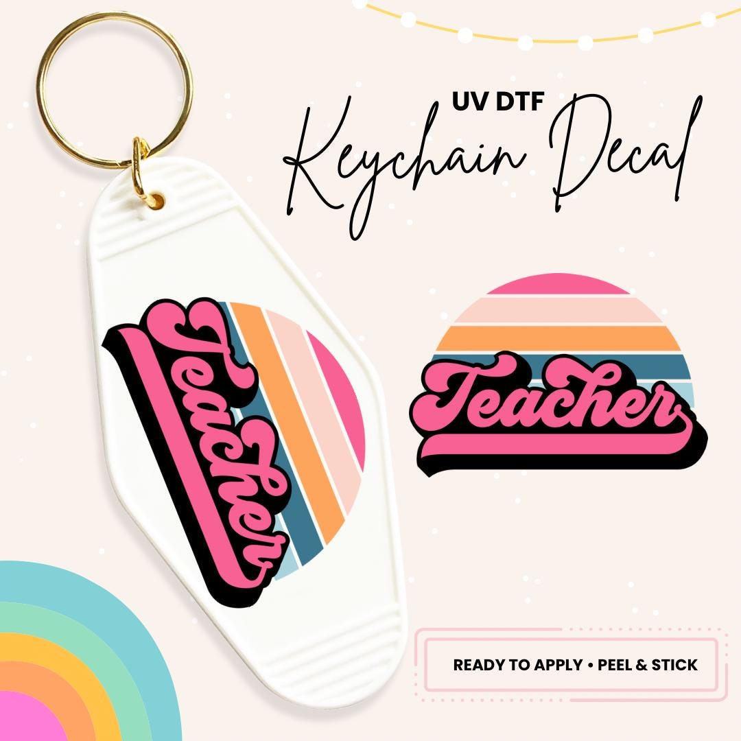 UV DTF Sticker For Retro Motel Keychain- Ready To Apply- No Heat Needed - Ready to Ship!