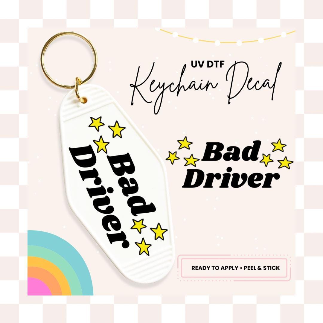 UV DTF Sticker For Retro Motel Keychain- Ready To Apply- No Heat Needed - Ready to Ship!