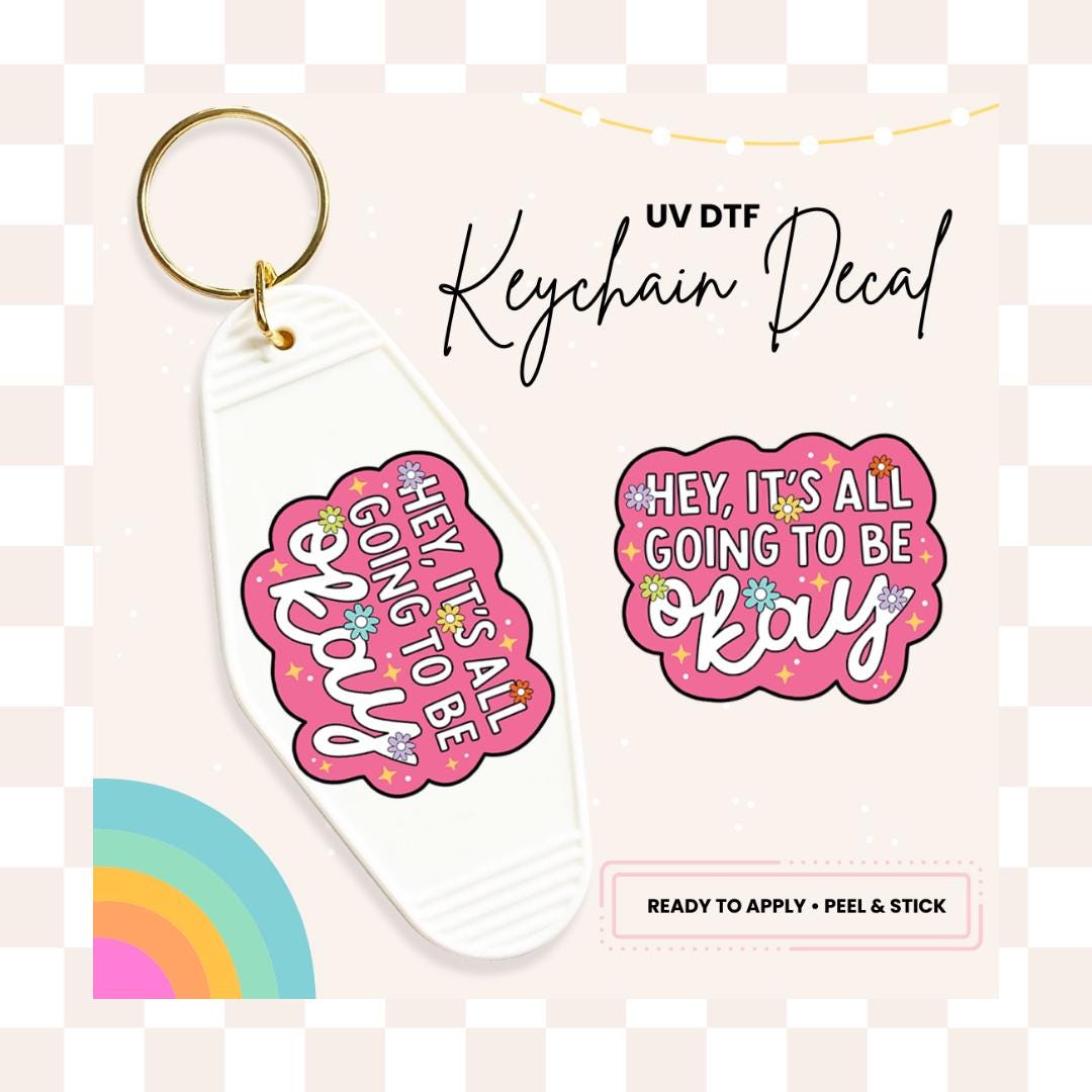 UV DTF Sticker For Retro Motel Keychain- Ready To Apply- No Heat Needed - Ready to Ship!