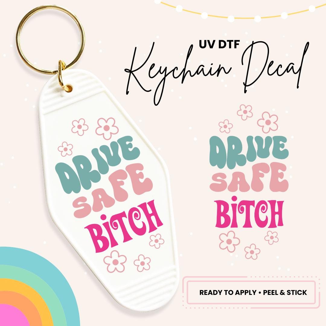 UV DTF Sticker For Retro Motel Keychain- Ready To Apply- No Heat Needed - Ready to Ship!