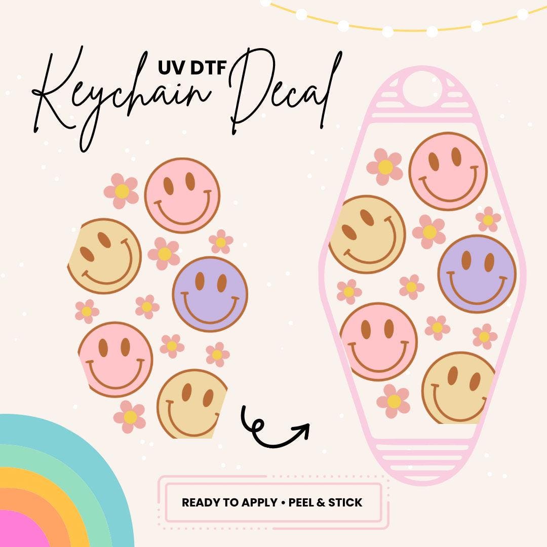 UV DTF Sticker For Retro Motel Keychain- Ready To Apply- No Heat Needed - Ready to Ship!