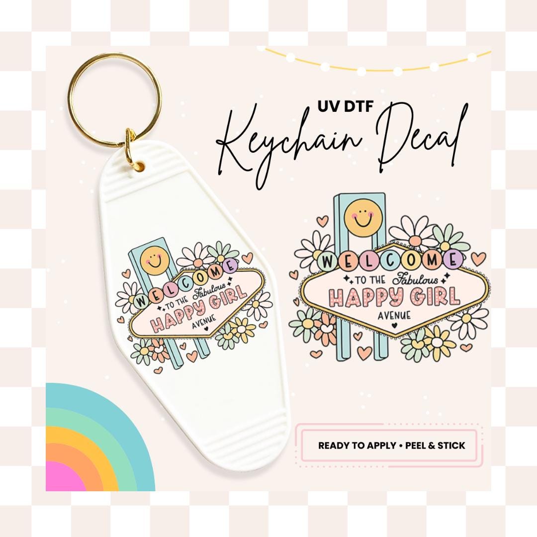 UV DTF Sticker For Retro Motel Keychain- Ready To Apply- No Heat Needed - Ready to Ship!