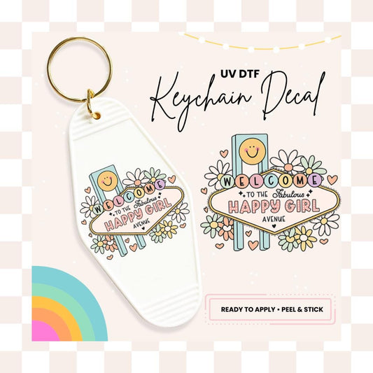 UV DTF Sticker For Retro Motel Keychain- Ready To Apply- No Heat Needed - Ready to Ship!