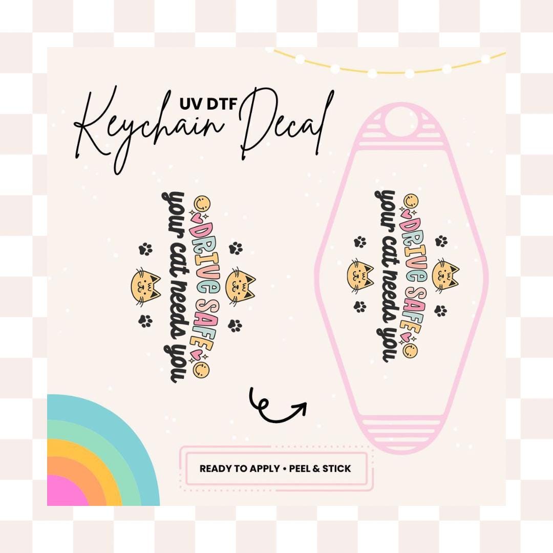 UV DTF Sticker For Retro Motel Keychain- Ready To Apply- No Heat Needed - Ready to Ship!