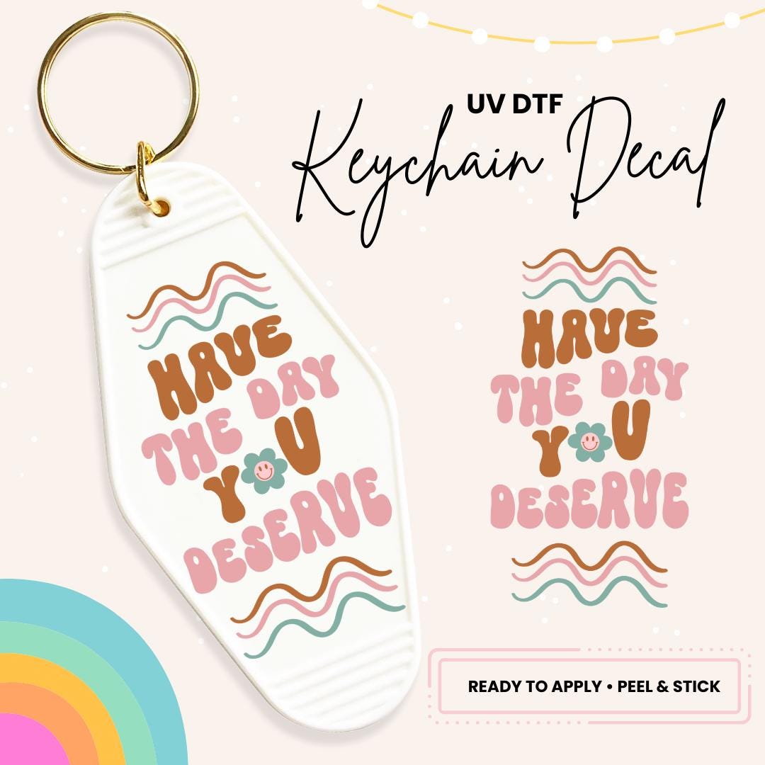 UV DTF Sticker For Retro Motel Keychain- Ready To Apply- No Heat Needed - Ready to Ship!