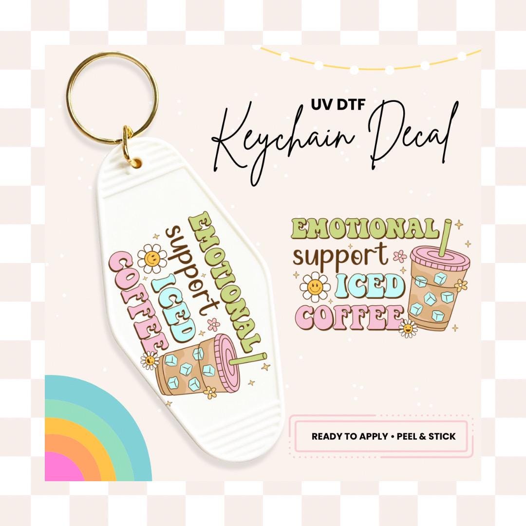 UV DTF Sticker For Retro Motel Keychain- Ready To Apply- No Heat Needed - Ready to Ship!