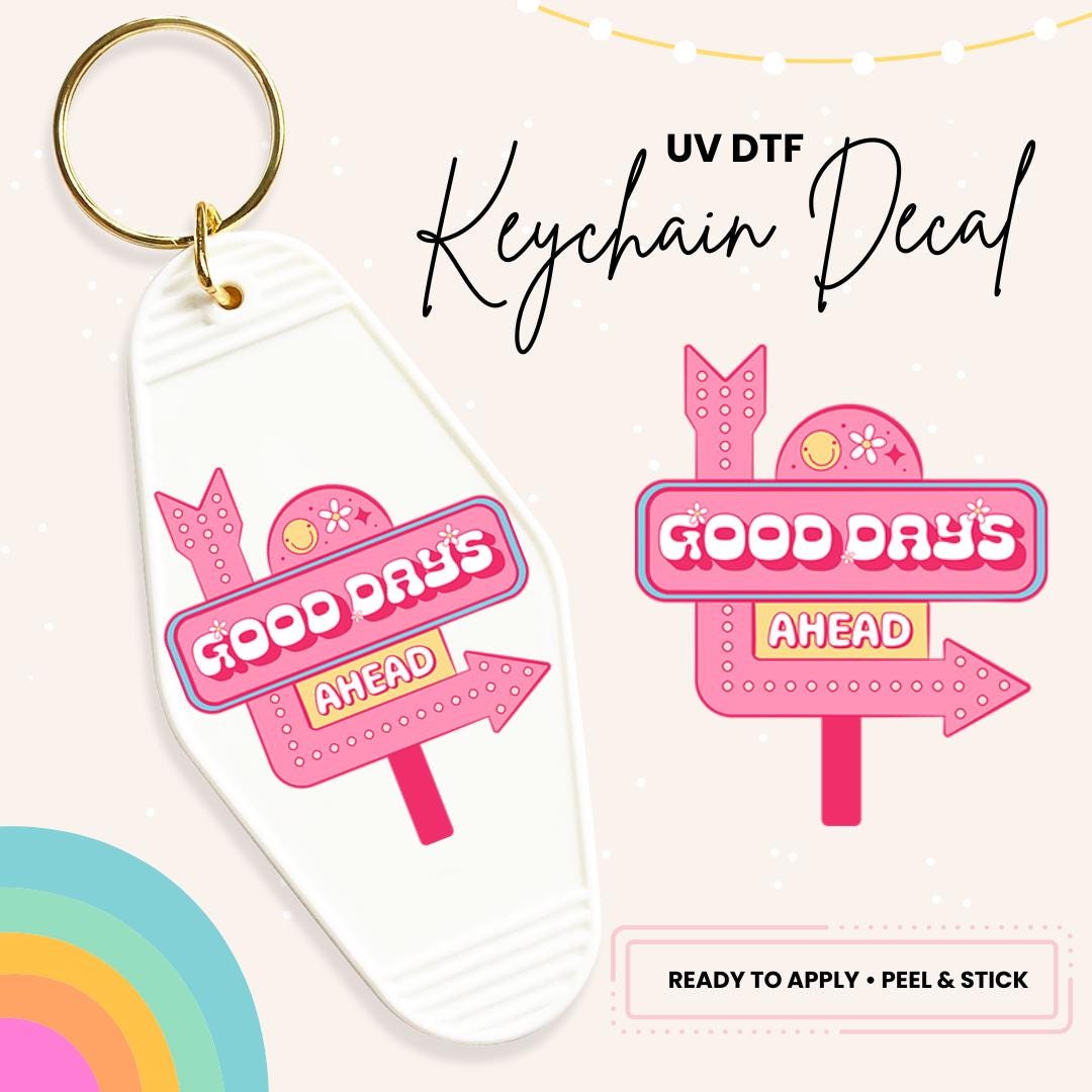 UV DTF Sticker For Retro Motel Keychain- Ready To Apply- No Heat Needed - Ready to Ship!