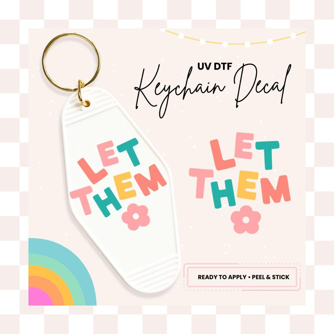 UV DTF Sticker For Retro Motel Keychain- Ready To Apply- No Heat Needed - Ready to Ship!