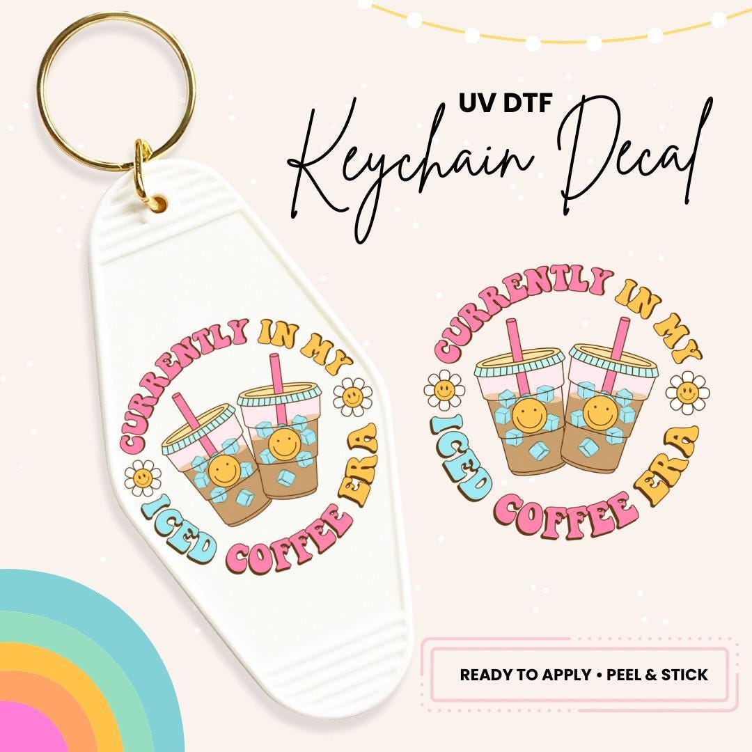 UV DTF Sticker For Retro Motel Keychain- Ready To Apply- No Heat Needed - Ready to Ship!