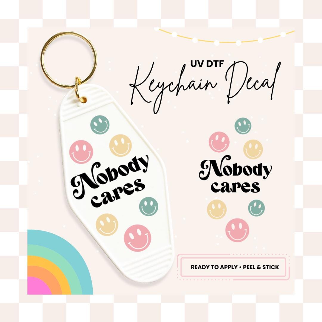 UV DTF Sticker For Retro Motel Keychain- Ready To Apply- No Heat Needed - Ready to Ship!