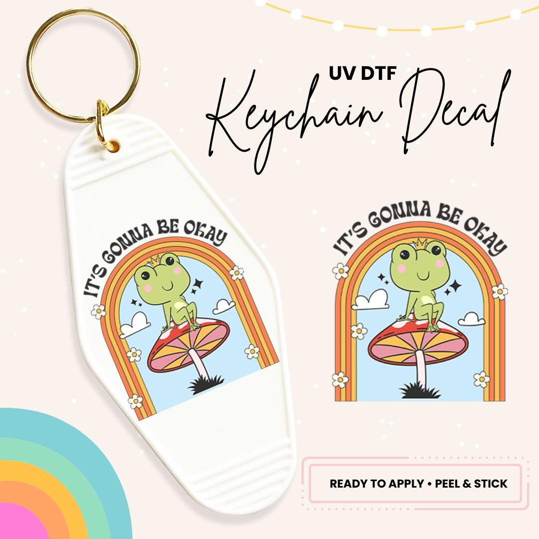 UV DTF Sticker For Retro Motel Keychain- Ready To Apply- No Heat Needed - Ready to Ship!