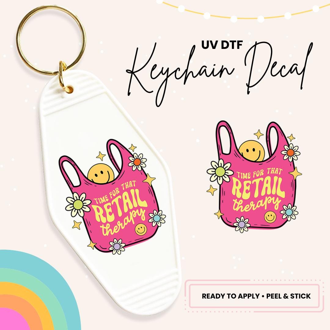 UV DTF Sticker For Retro Motel Keychain- Ready To Apply- No Heat Needed - Ready to Ship!