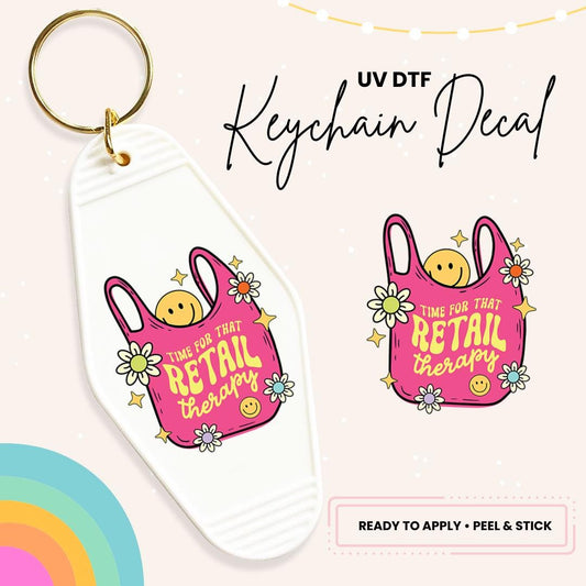 UV DTF Sticker For Retro Motel Keychain- Ready To Apply- No Heat Needed - Ready to Ship!