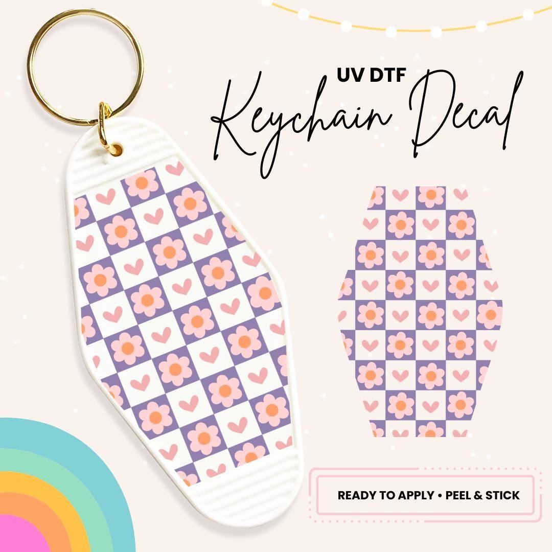 UV DTF Sticker For Retro Motel Keychain- Ready To Apply- No Heat Needed - Ready to Ship!