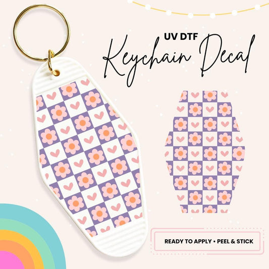 UV DTF Sticker For Retro Motel Keychain- Ready To Apply- No Heat Needed - Ready to Ship!