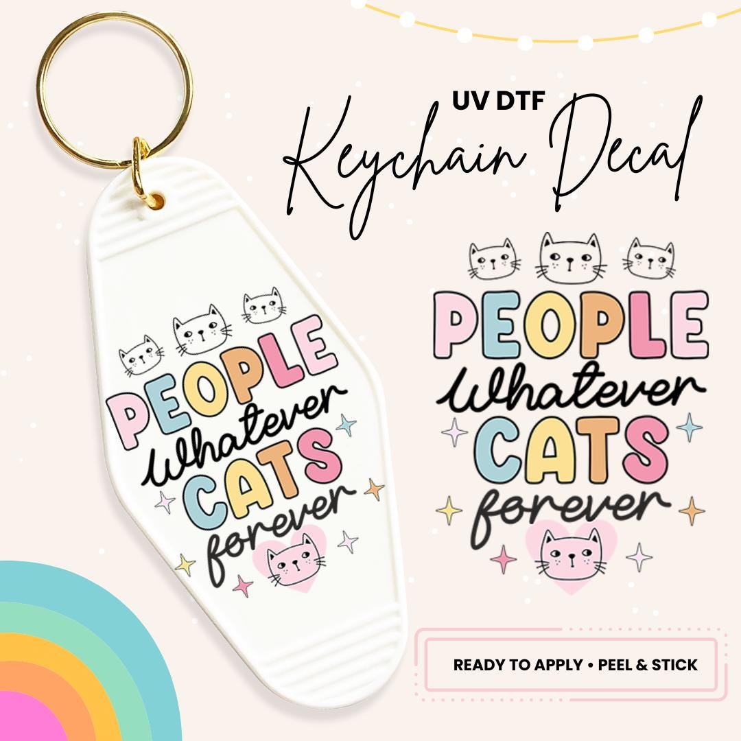 UV DTF Sticker For Retro Motel Keychain- Ready To Apply- No Heat Needed - Ready to Ship!