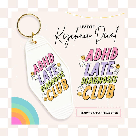 UV DTF Sticker For Retro Motel Keychain- Ready To Apply- No Heat Needed - Ready to Ship!