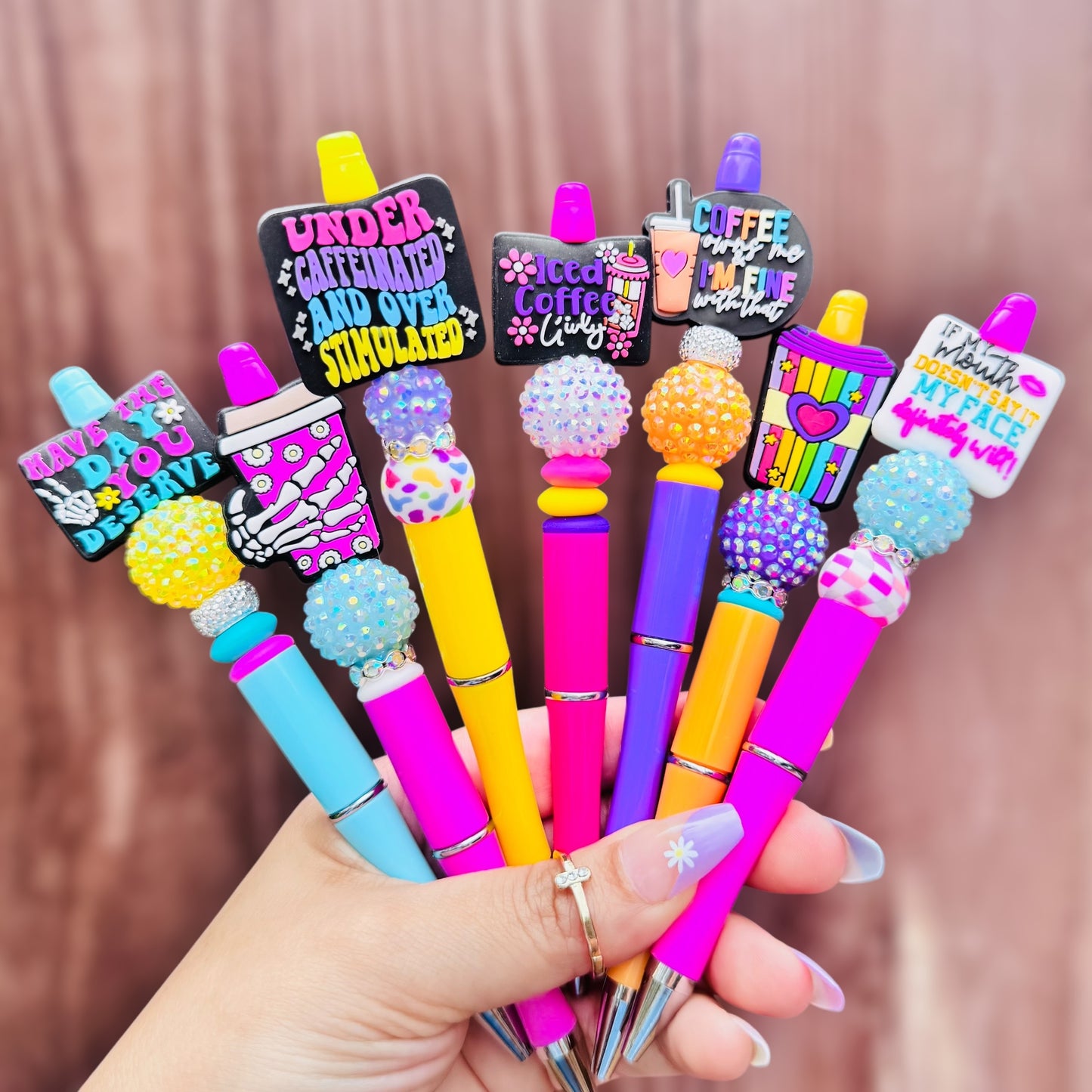 Snarky & Coffee Beaded Pen