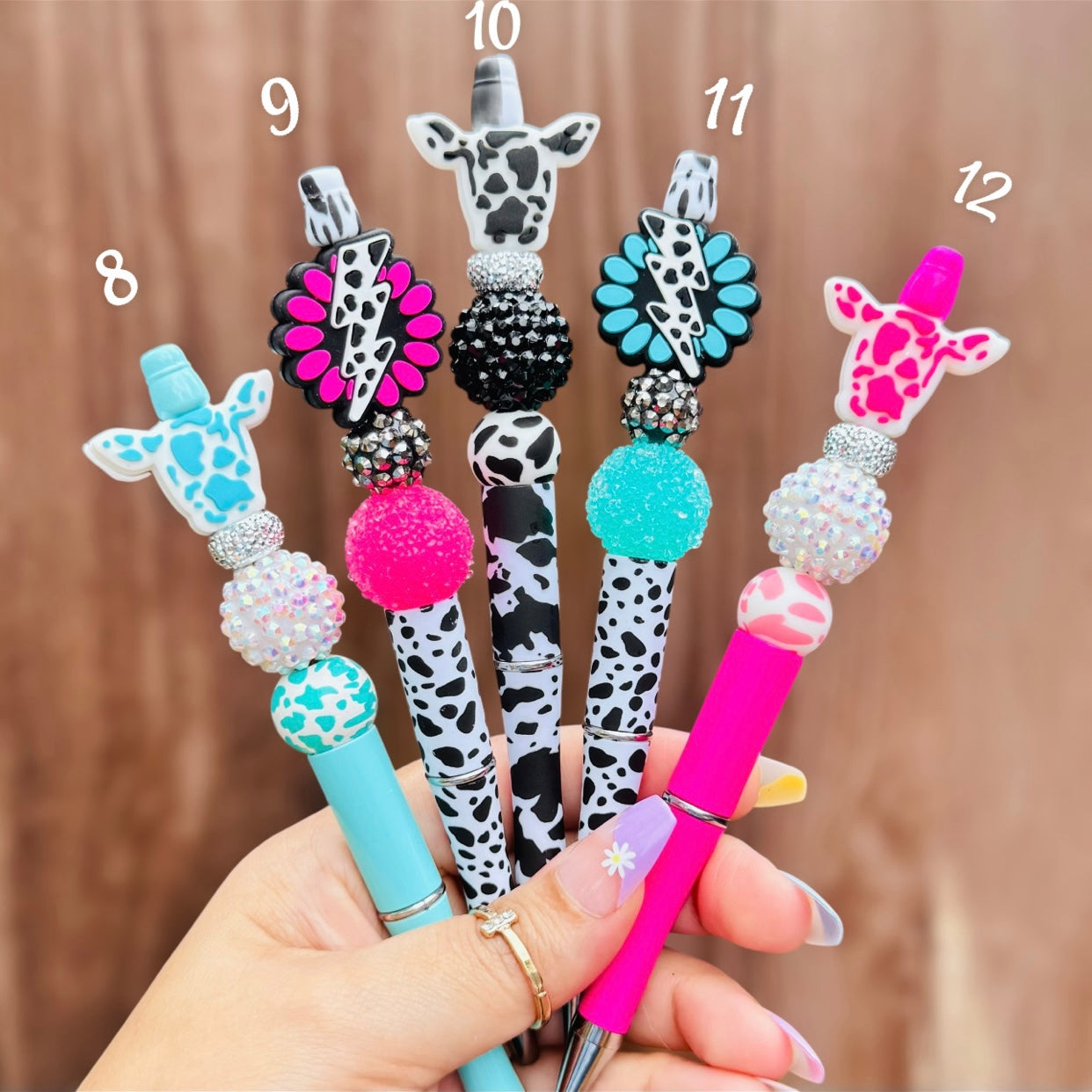 Cow Print Beaded Pen