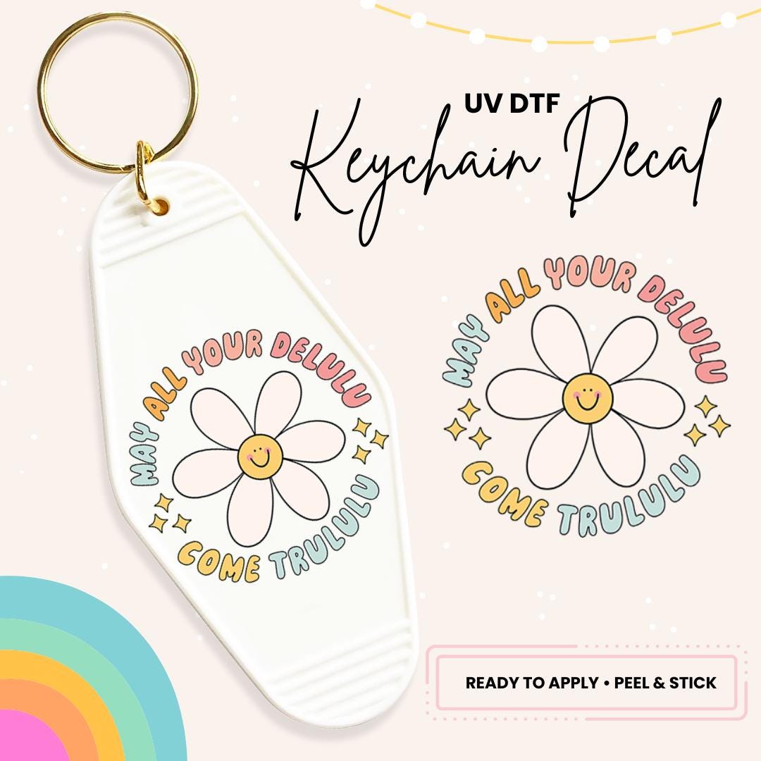 UV DTF Sticker For Retro Motel Keychain- Ready To Apply- No Heat Needed - Ready to Ship!