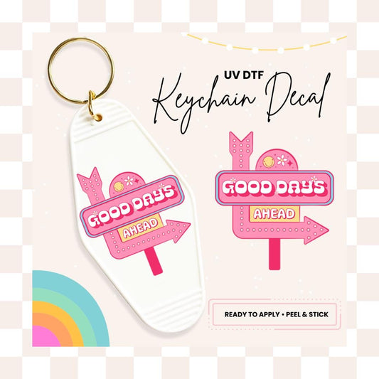 UV DTF Sticker For Retro Motel Keychain- Ready To Apply- No Heat Needed - Ready to Ship!
