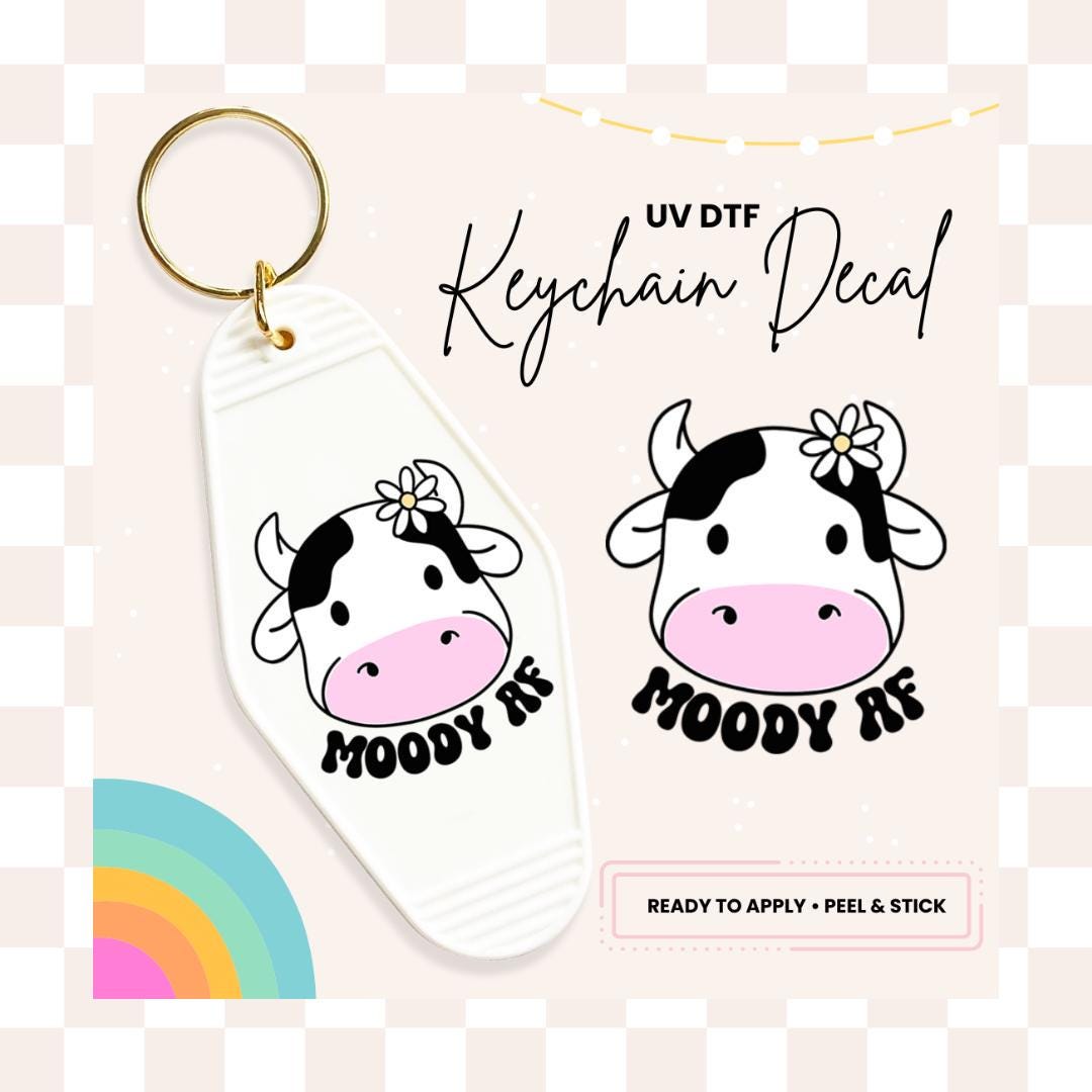 UV DTF Sticker For Retro Motel Keychain- Ready To Apply- No Heat Needed - Ready to Ship!