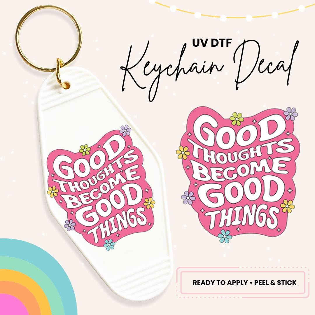 UV DTF Sticker For Retro Motel Keychain- Ready To Apply- No Heat Needed - Ready to Ship!