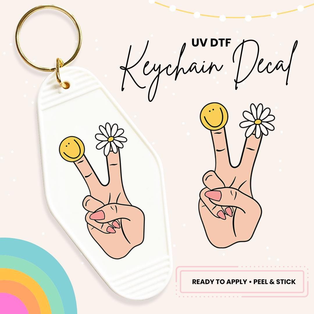 UV DTF Sticker For Retro Motel Keychain- Ready To Apply- No Heat Needed - Ready to Ship!