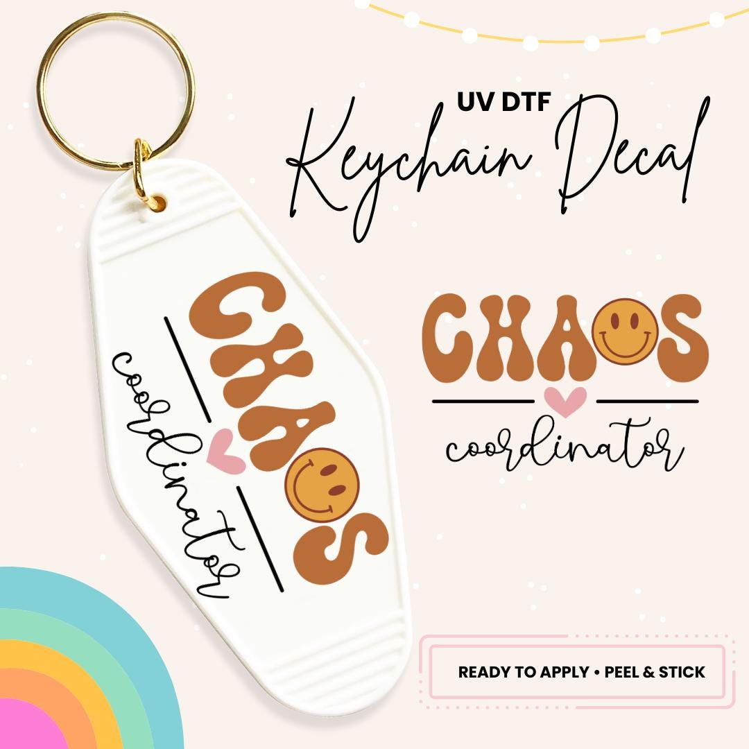 UV DTF Sticker For Retro Motel Keychain- Ready To Apply- No Heat Needed - Ready to Ship!