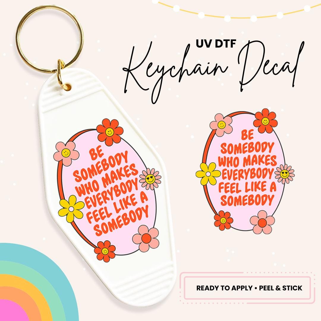 UV DTF Sticker For Retro Motel Keychain- Ready To Apply- No Heat Needed - Ready to Ship!