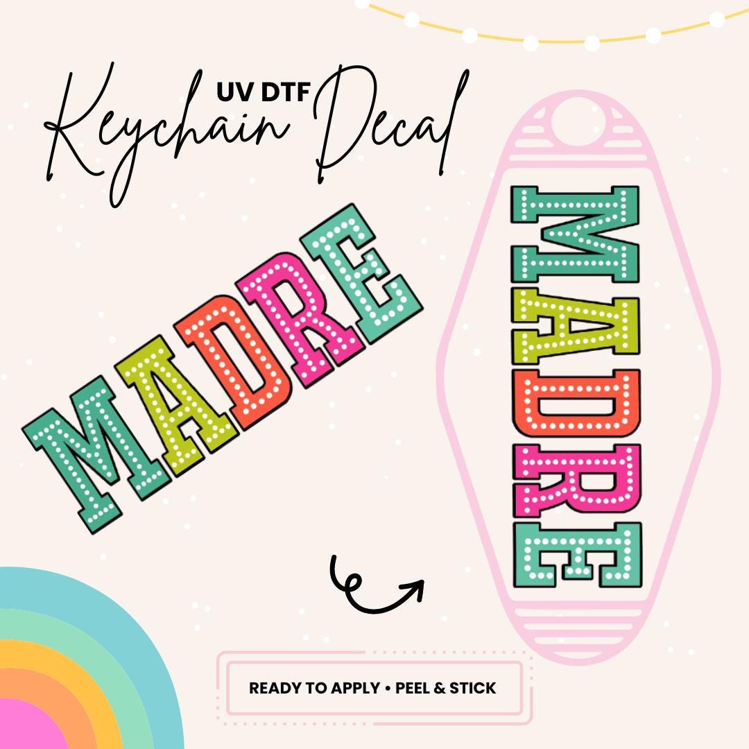 UV DTF Sticker For Retro Motel Keychain- Ready To Apply- No Heat Needed - Ready to Ship!