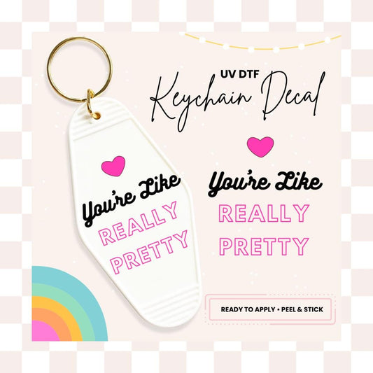 UV DTF Sticker For Retro Motel Keychain- Ready To Apply- No Heat Needed - Ready to Ship!