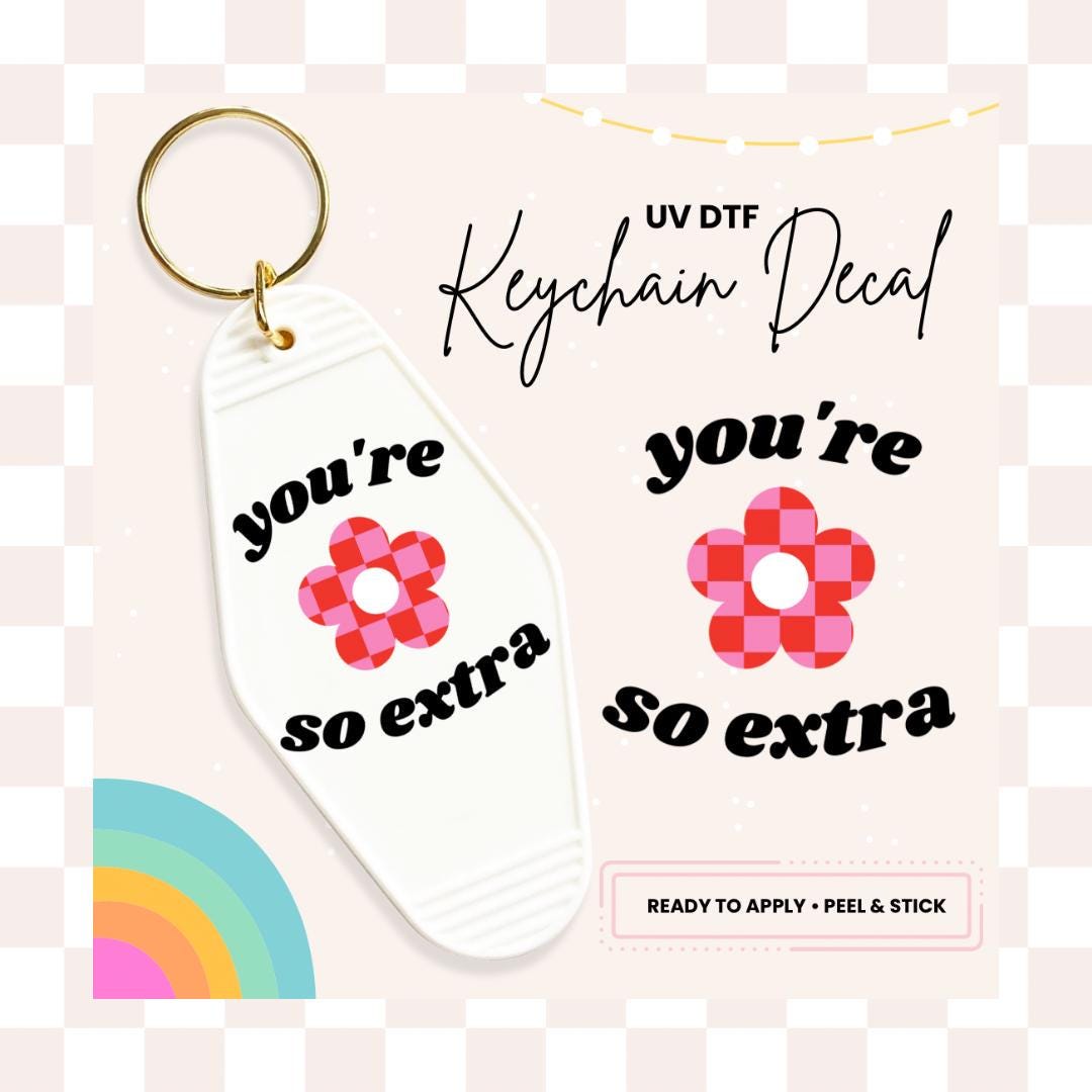 UV DTF Sticker For Retro Motel Keychain- Ready To Apply- No Heat Needed - Ready to Ship!