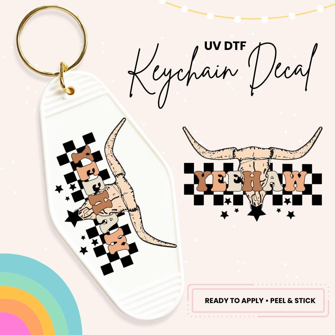 UV DTF Sticker For Retro Motel Keychain- Ready To Apply- No Heat Needed - Ready to Ship!